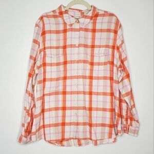 Old Navy Plaid Lightweight Flannel Shirt Women's XXL Long Sleeve Top Grunge